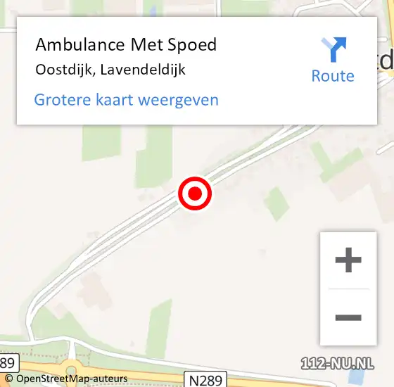 Locatie op kaart van de 112 melding: Ambulance Met Spoed Naar Oostdijk, Lavendeldijk op 13 augustus 2014 01:10