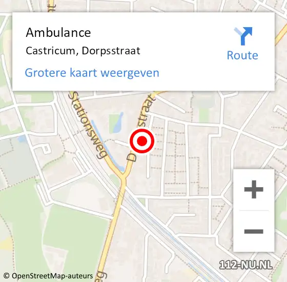 Locatie op kaart van de 112 melding: Ambulance Castricum, Dorpsstraat op 22 januari 2023 01:34