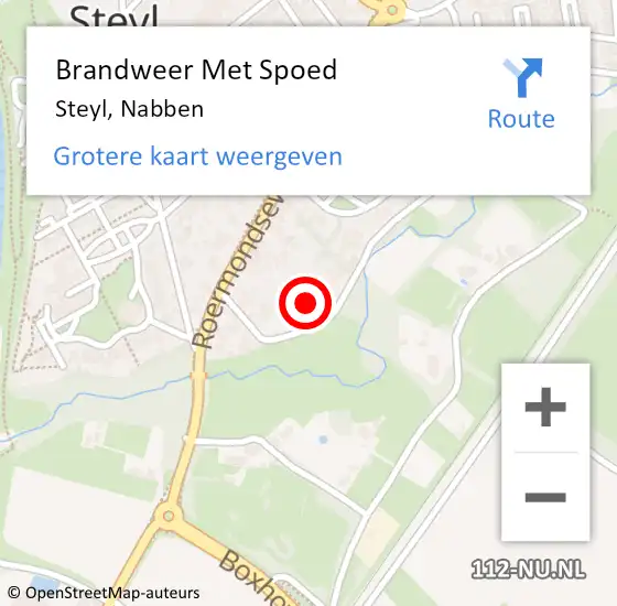 Locatie op kaart van de 112 melding: Brandweer Met Spoed Naar Steyl, Nabben op 22 januari 2023 01:47