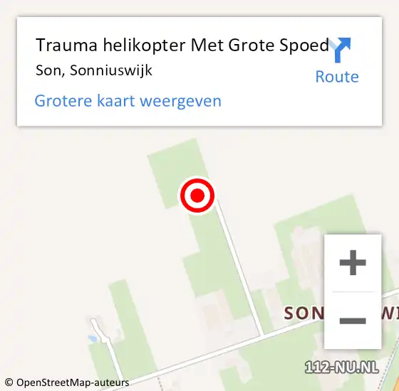 Locatie op kaart van de 112 melding: Trauma helikopter Met Grote Spoed Naar Son, Sonniuswijk op 22 januari 2023 01:56