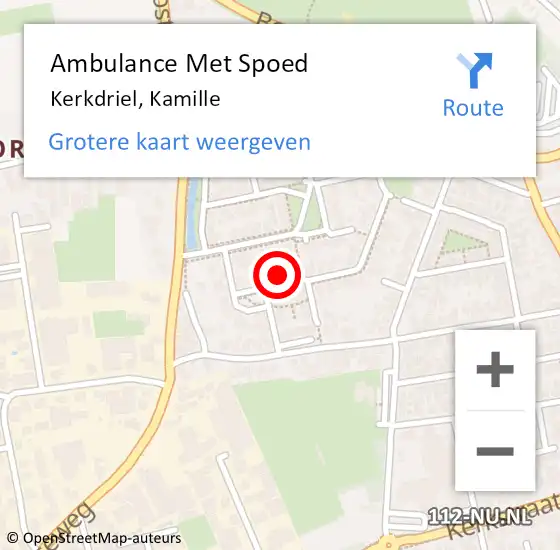 Locatie op kaart van de 112 melding: Ambulance Met Spoed Naar Kerkdriel, Kamille op 22 januari 2023 02:18