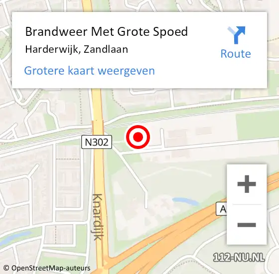 Locatie op kaart van de 112 melding: Brandweer Met Grote Spoed Naar Harderwijk, Zandlaan op 22 januari 2023 02:22