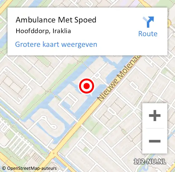 Locatie op kaart van de 112 melding: Ambulance Met Spoed Naar Hoofddorp, Iraklia op 22 januari 2023 02:31