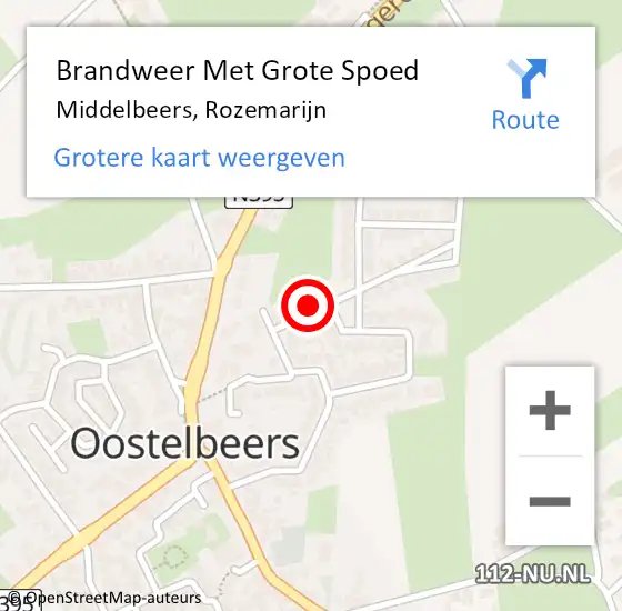 Locatie op kaart van de 112 melding: Brandweer Met Grote Spoed Naar Middelbeers, Rozemarijn op 22 januari 2023 02:37