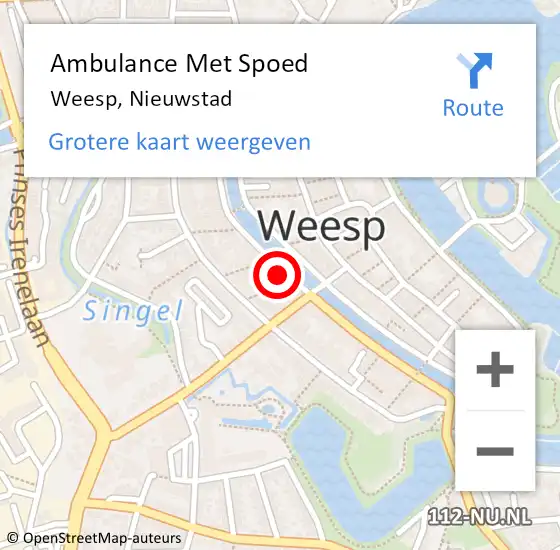 Locatie op kaart van de 112 melding: Ambulance Met Spoed Naar Weesp, Nieuwstad op 22 januari 2023 02:43