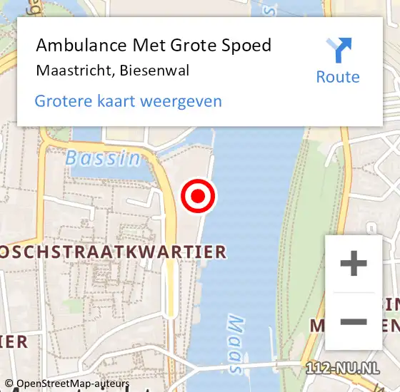 Locatie op kaart van de 112 melding: Ambulance Met Grote Spoed Naar Maastricht, Biesenwal op 22 januari 2023 03:15