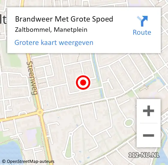 Locatie op kaart van de 112 melding: Brandweer Met Grote Spoed Naar Zaltbommel, Manetplein op 22 januari 2023 03:27