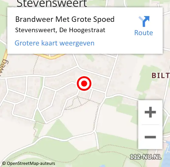 Locatie op kaart van de 112 melding: Brandweer Met Grote Spoed Naar Stevensweert, De Hoogestraat op 22 januari 2023 04:09