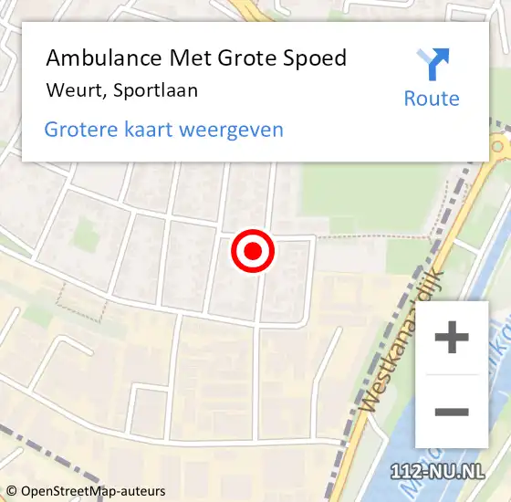 Locatie op kaart van de 112 melding: Ambulance Met Grote Spoed Naar Weurt, Sportlaan op 22 januari 2023 04:31