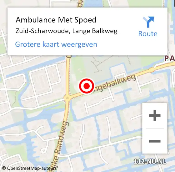 Locatie op kaart van de 112 melding: Ambulance Met Spoed Naar Zuid-Scharwoude, Langebalkweg op 22 januari 2023 04:50