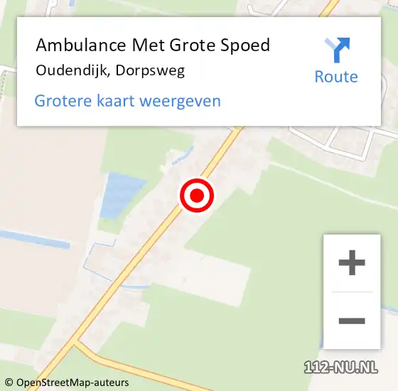 Locatie op kaart van de 112 melding: Ambulance Met Grote Spoed Naar Oudendijk, Dorpsweg op 22 januari 2023 05:07