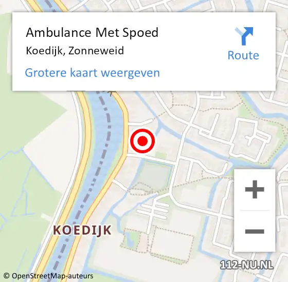 Locatie op kaart van de 112 melding: Ambulance Met Spoed Naar Koedijk, Zonneweid op 22 januari 2023 05:23