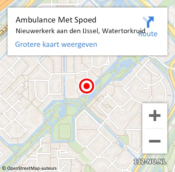 Locatie op kaart van de 112 melding: Ambulance Met Spoed Naar Nieuwerkerk aan den IJssel, Watertorkruid op 22 januari 2023 05:36