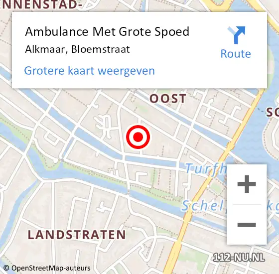 Locatie op kaart van de 112 melding: Ambulance Met Grote Spoed Naar Alkmaar, Bloemstraat op 22 januari 2023 06:47