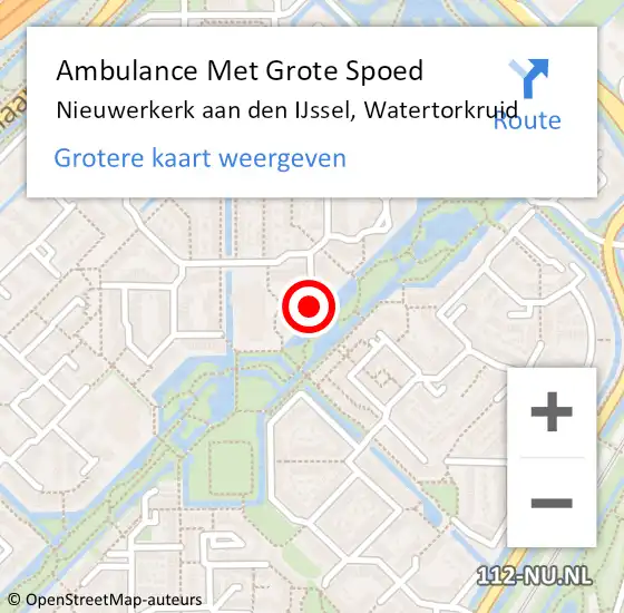 Locatie op kaart van de 112 melding: Ambulance Met Grote Spoed Naar Nieuwerkerk aan den IJssel, Watertorkruid op 22 januari 2023 08:01