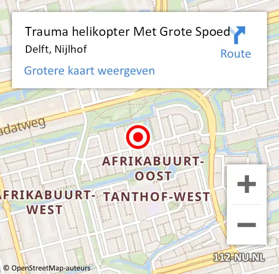 Locatie op kaart van de 112 melding: Trauma helikopter Met Grote Spoed Naar Delft, Nijlhof op 22 januari 2023 08:30