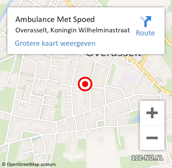 Locatie op kaart van de 112 melding: Ambulance Met Spoed Naar Overasselt, Koningin Wilhelminastraat op 22 januari 2023 08:45