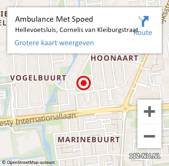 Locatie op kaart van de 112 melding: Ambulance Met Spoed Naar Hellevoetsluis, Cornelis van Kleiburgstraat op 22 januari 2023 09:05