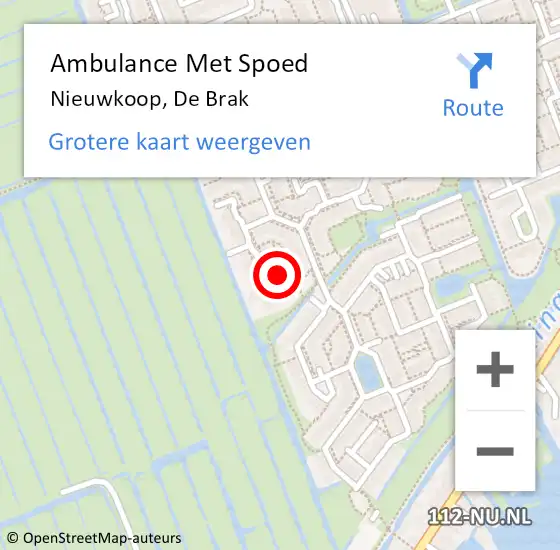 Locatie op kaart van de 112 melding: Ambulance Met Spoed Naar Nieuwkoop, De Brak op 22 januari 2023 09:20