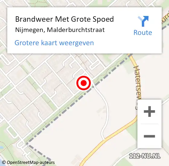 Locatie op kaart van de 112 melding: Brandweer Met Grote Spoed Naar Nijmegen, Malderburchtstraat op 22 januari 2023 09:44