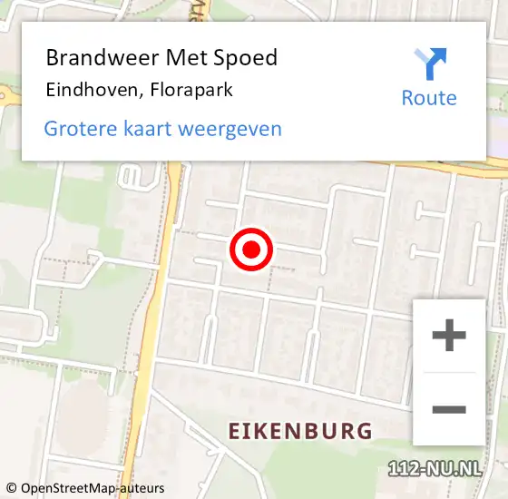 Locatie op kaart van de 112 melding: Brandweer Met Spoed Naar Eindhoven, Florapark op 22 januari 2023 09:58