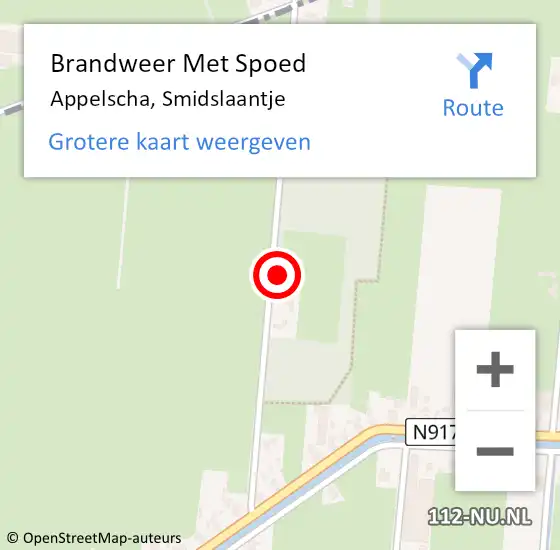 Locatie op kaart van de 112 melding: Brandweer Met Spoed Naar Appelscha, Smidslaantje op 22 januari 2023 10:01