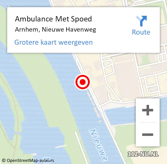 Locatie op kaart van de 112 melding: Ambulance Met Spoed Naar Arnhem, Nieuwe Havenweg op 22 januari 2023 10:02