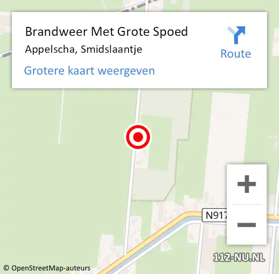 Locatie op kaart van de 112 melding: Brandweer Met Grote Spoed Naar Appelscha, Smidslaantje op 22 januari 2023 10:04