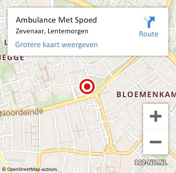 Locatie op kaart van de 112 melding: Ambulance Met Spoed Naar Zevenaar, Lentemorgen op 22 januari 2023 10:10