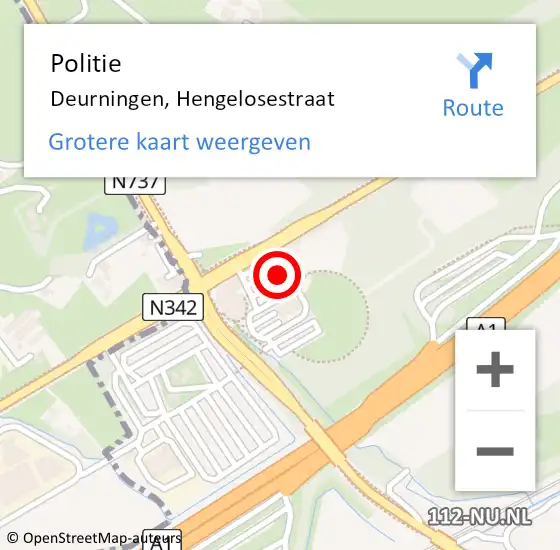 Locatie op kaart van de 112 melding: Politie Deurningen, Hengelosestraat op 22 januari 2023 10:25