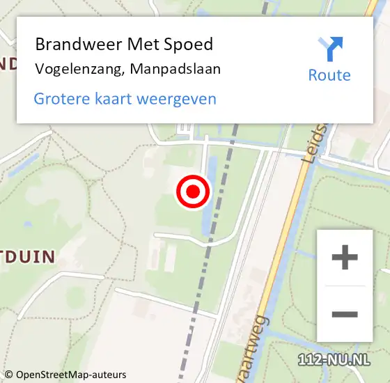 Locatie op kaart van de 112 melding: Brandweer Met Spoed Naar Vogelenzang, Manpadslaan op 22 januari 2023 10:44