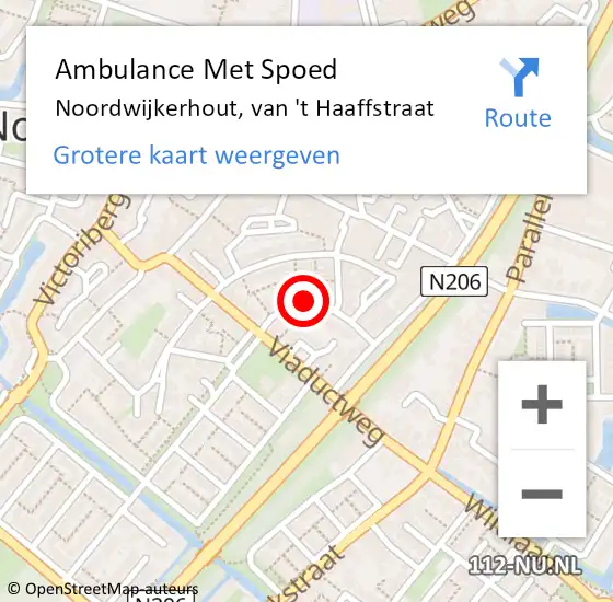 Locatie op kaart van de 112 melding: Ambulance Met Spoed Naar Noordwijkerhout, van 't Haaffstraat op 22 januari 2023 10:45