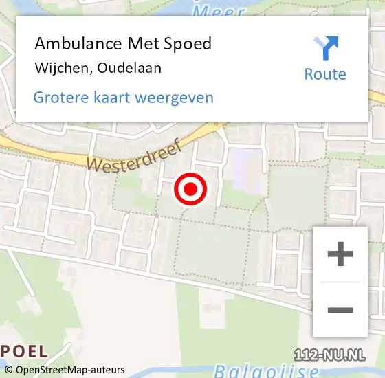 Locatie op kaart van de 112 melding: Ambulance Met Spoed Naar Wijchen, Oudelaan op 22 januari 2023 11:07