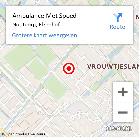 Locatie op kaart van de 112 melding: Ambulance Met Spoed Naar Nootdorp, Elzenhof op 22 januari 2023 11:15