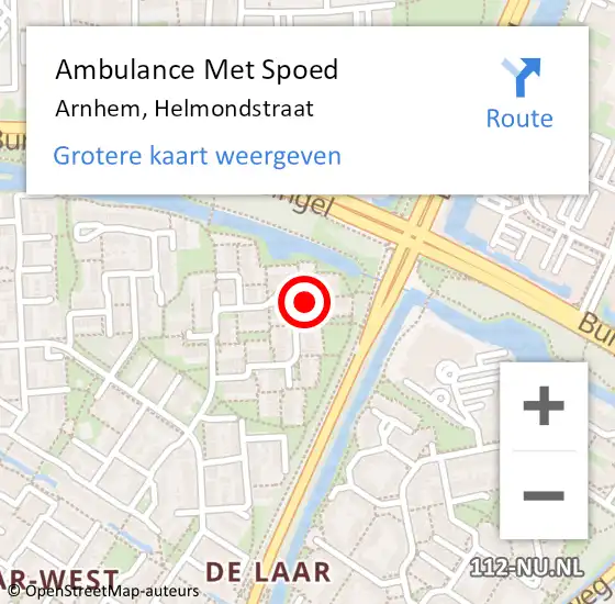 Locatie op kaart van de 112 melding: Ambulance Met Spoed Naar Arnhem, Helmondstraat op 22 januari 2023 11:28