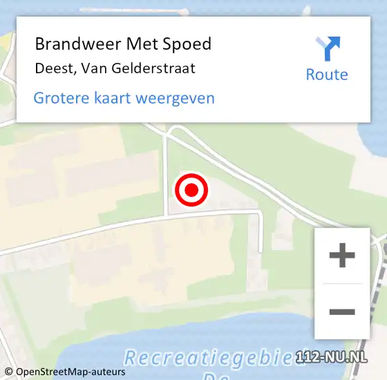 Locatie op kaart van de 112 melding: Brandweer Met Spoed Naar Deest, Van Gelderstraat op 22 januari 2023 11:32