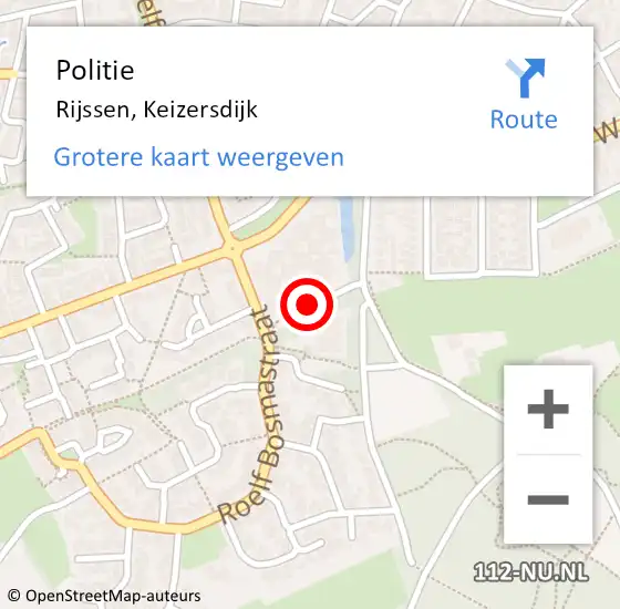 Locatie op kaart van de 112 melding: Politie Rijssen, Keizersdijk op 22 januari 2023 11:39