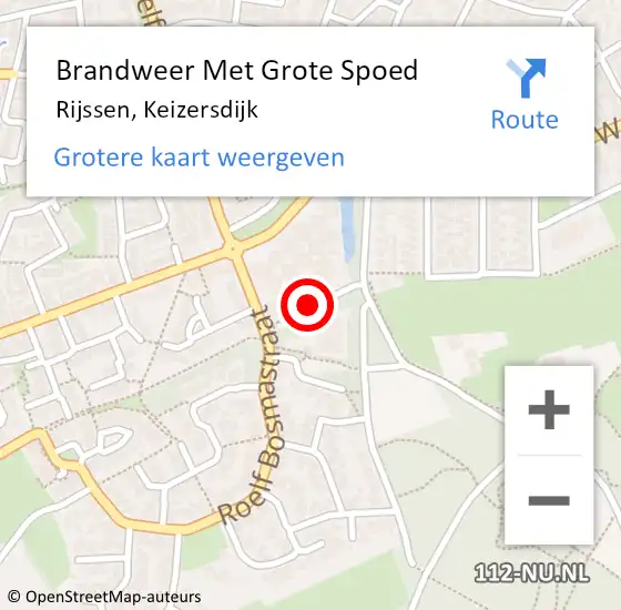 Locatie op kaart van de 112 melding: Brandweer Met Grote Spoed Naar Rijssen, Keizersdijk op 22 januari 2023 11:39