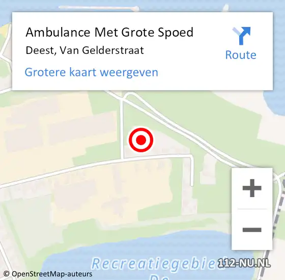 Locatie op kaart van de 112 melding: Ambulance Met Grote Spoed Naar Deest, Van Gelderstraat op 22 januari 2023 11:43