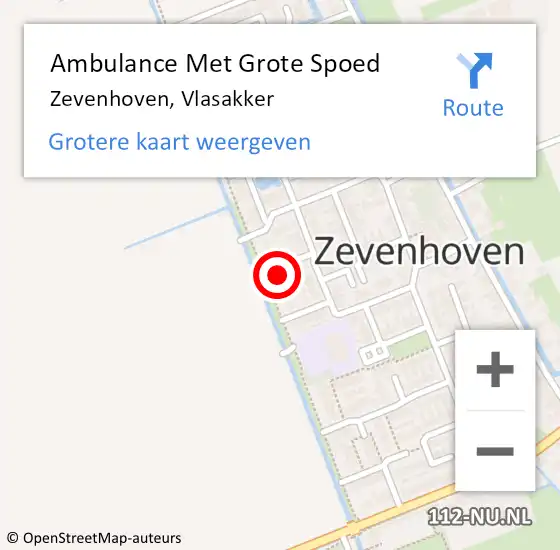 Locatie op kaart van de 112 melding: Ambulance Met Grote Spoed Naar Zevenhoven, Vlasakker op 22 januari 2023 11:45