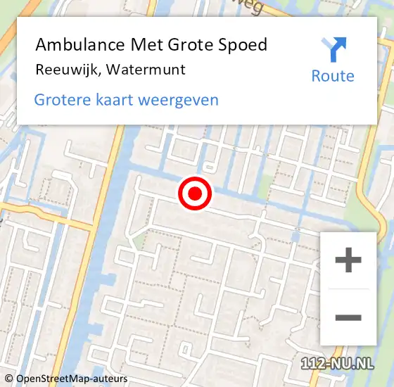 Locatie op kaart van de 112 melding: Ambulance Met Grote Spoed Naar Reeuwijk, Watermunt op 22 januari 2023 11:56