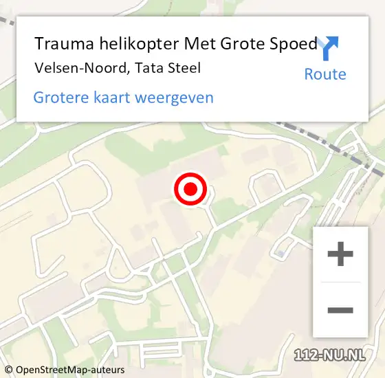Locatie op kaart van de 112 melding: Trauma helikopter Met Grote Spoed Naar Velsen-Noord, Tata Steel op 22 januari 2023 11:58