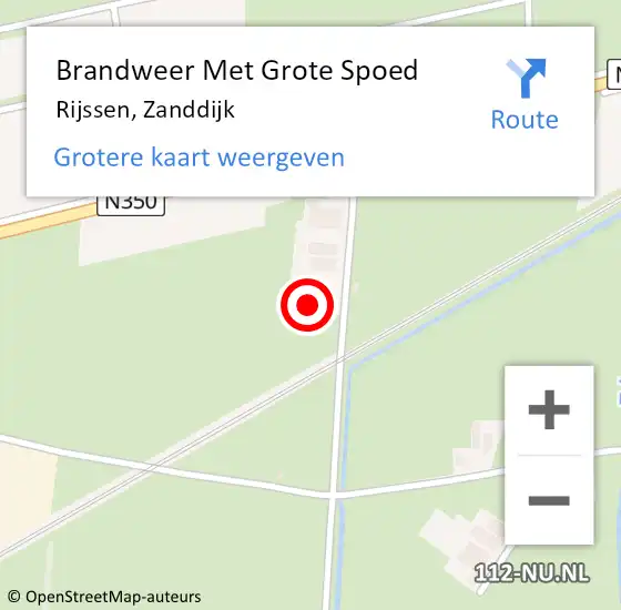 Locatie op kaart van de 112 melding: Brandweer Met Grote Spoed Naar Rijssen, Zanddijk op 22 januari 2023 12:13