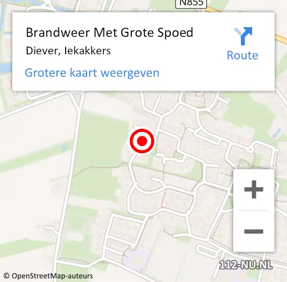 Locatie op kaart van de 112 melding: Brandweer Met Grote Spoed Naar Diever, Iekakkers op 22 januari 2023 12:21