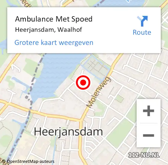 Locatie op kaart van de 112 melding: Ambulance Met Spoed Naar Heerjansdam, Waalhof op 22 januari 2023 12:32