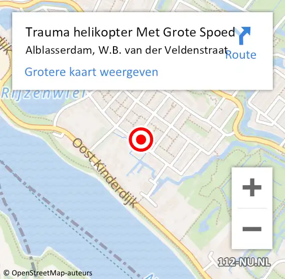 Locatie op kaart van de 112 melding: Trauma helikopter Met Grote Spoed Naar Alblasserdam, W.B. van der Veldenstraat op 22 januari 2023 12:35