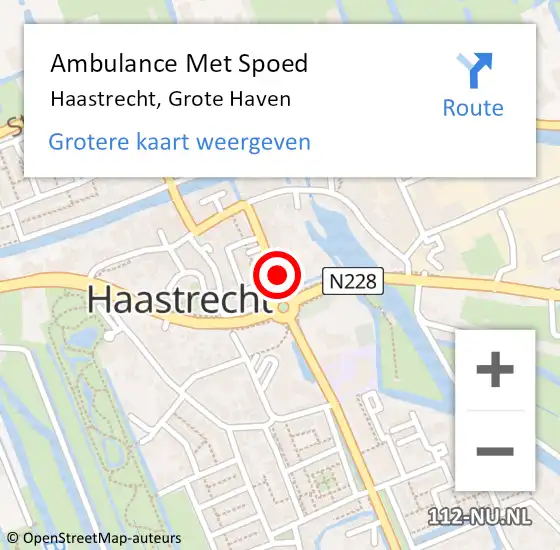 Locatie op kaart van de 112 melding: Ambulance Met Spoed Naar Haastrecht, Grote Haven op 22 januari 2023 12:35