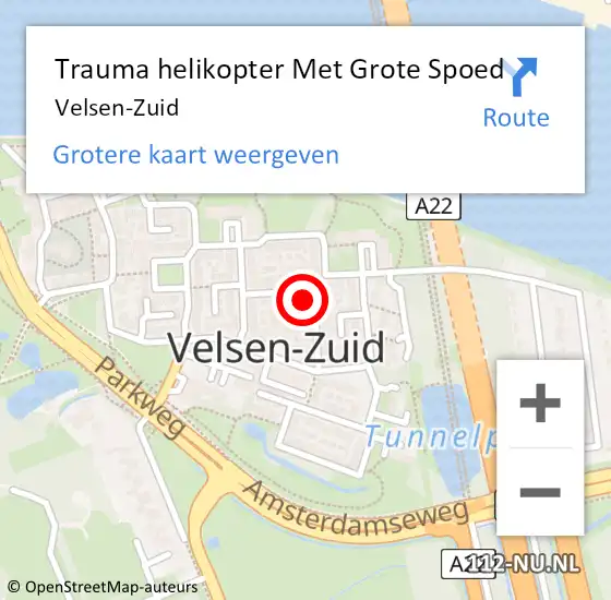 Locatie op kaart van de 112 melding: Trauma helikopter Met Grote Spoed Naar Velsen-Zuid op 22 januari 2023 12:42