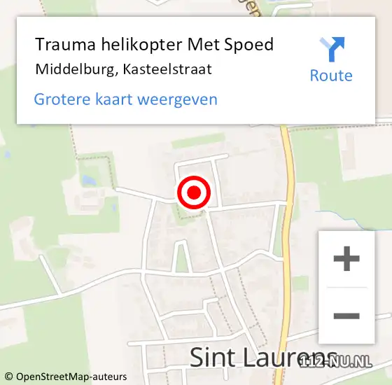 Locatie op kaart van de 112 melding: Trauma helikopter Met Spoed Naar Middelburg, Kasteelstraat op 22 januari 2023 12:57