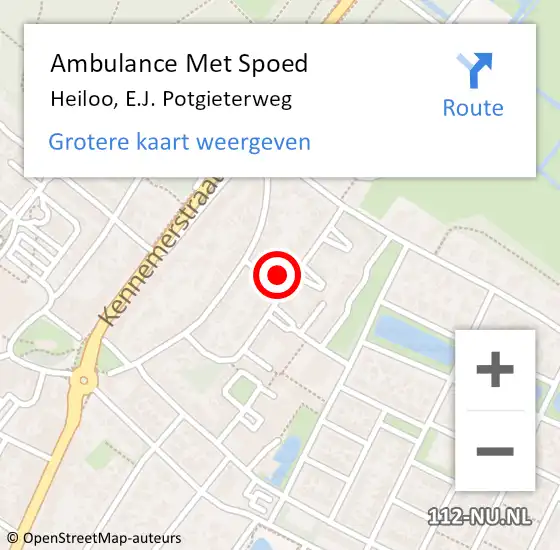 Locatie op kaart van de 112 melding: Ambulance Met Spoed Naar Heiloo, E.J. Potgieterweg op 22 januari 2023 13:13